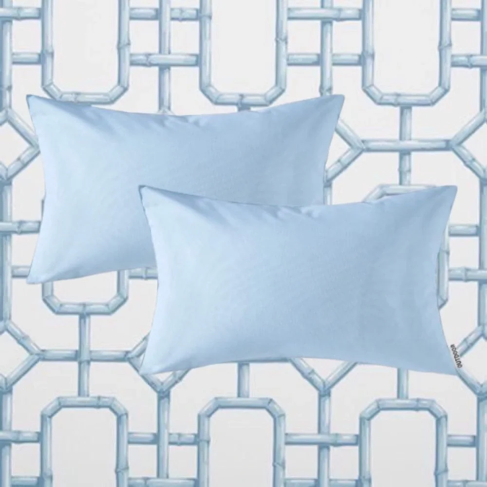 Luxury Home | Sky Blue Outdoor Water Resistant Lumbar Throw Pillow Covers